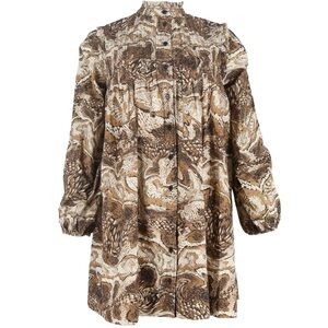 Ganni Brown Patterned Mini Dress